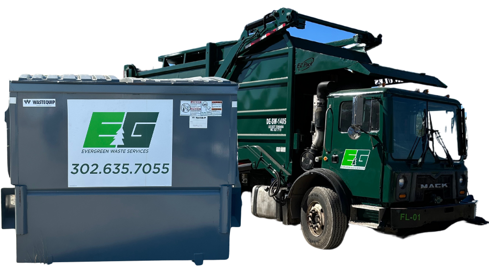 Commercial dumpster and truck