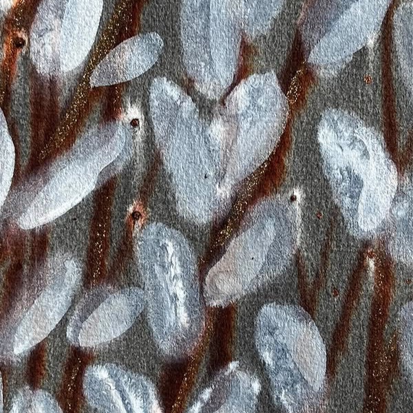 Pussy willow study in ink and salt — recent post by Laurie Werth