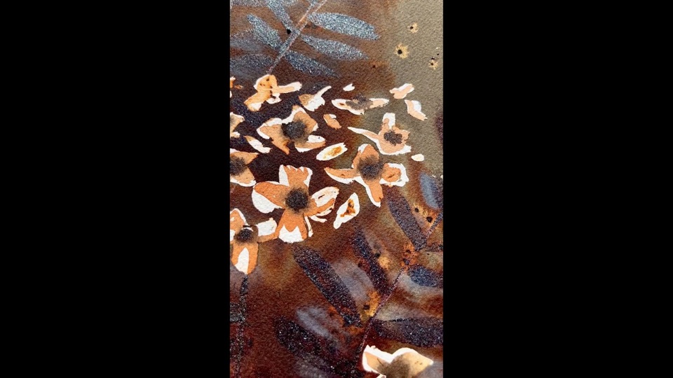 Autumnal Shimmer — ink, watercolor and acrylic by Laurie Werth